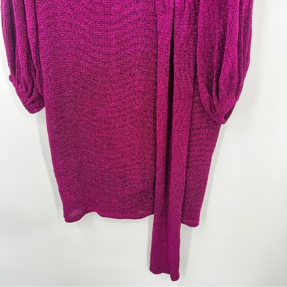 Club London Glitter Plunge Neck Drape Mini Dress Metallic Purple ASOS Bodycon - Picture 13 of 14